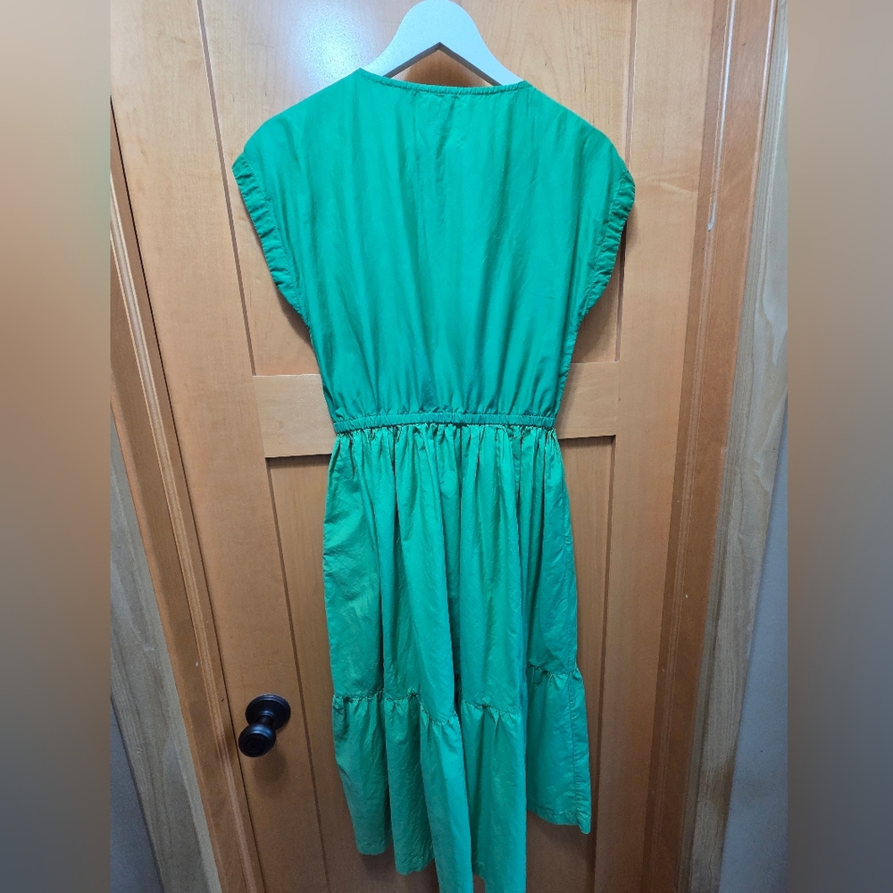 M.PATMOS Penelope Dress Kelly Green Cotton Silk Midi Sustainable Designer - Picture 5 of 5